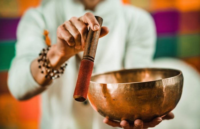 Tibetan singing bowl in sound therapy
